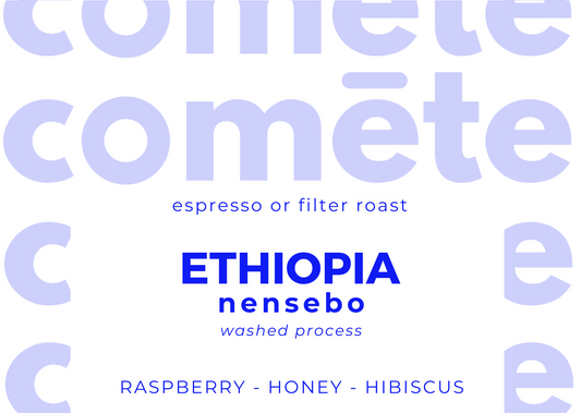 coffee beans from Ethiopia Nensebo, washed, raspberry honey hibiscus